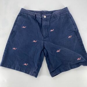 Vineyard Vines Mens 34 Navy Blue American Flag Whale Embroidered Breaker Shorts